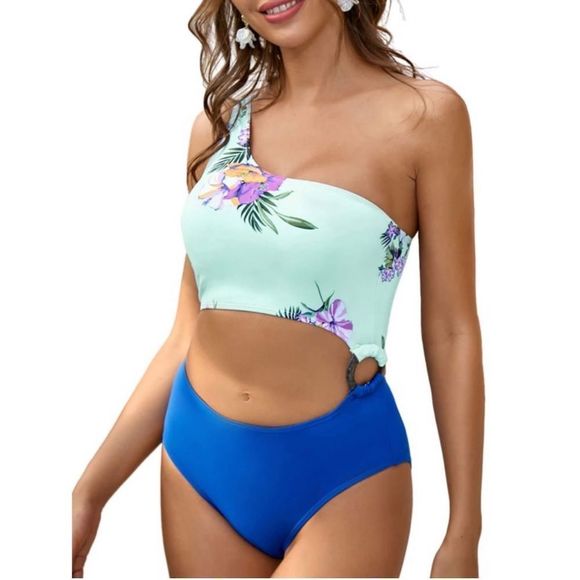 Women's 1 Piece Swimsuits One Shoulder Bathing Suit, XL - Picture 1 of 8